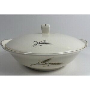 Royal Joci Salem 23Kt Gold Golden Wheat China Covered Serving Vegetable Bowl